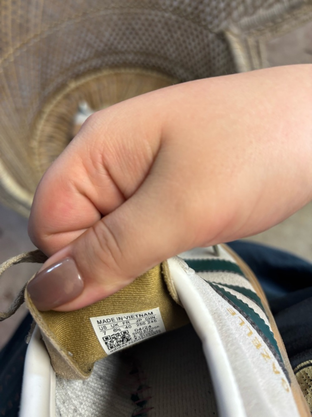 adidas Cream and Dark Green Suede Sneakers - Picture 3 of 3